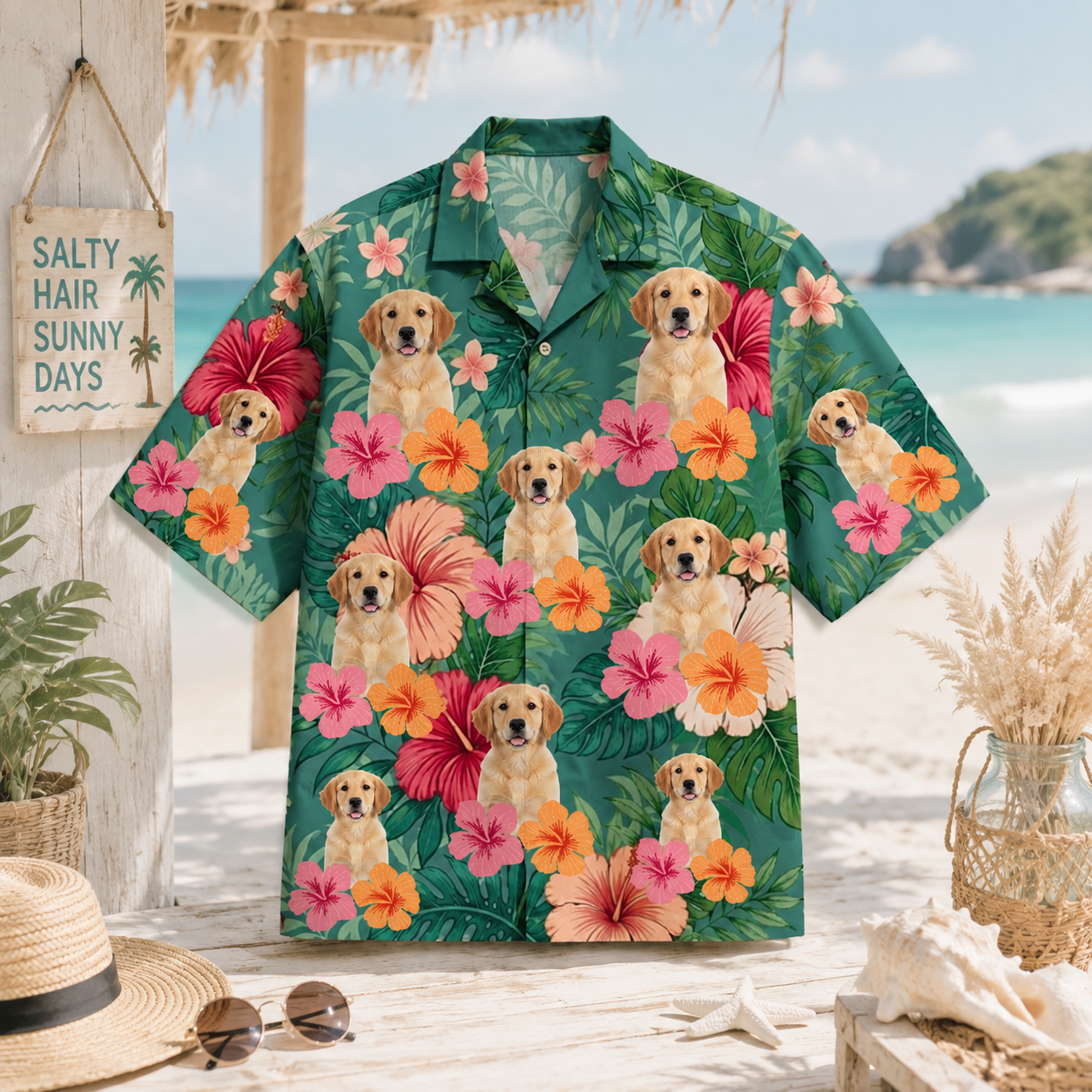 Personalized Custom Photo Hawaiian Shirt Tropical Hibiscus Floral Family Vacation Gift