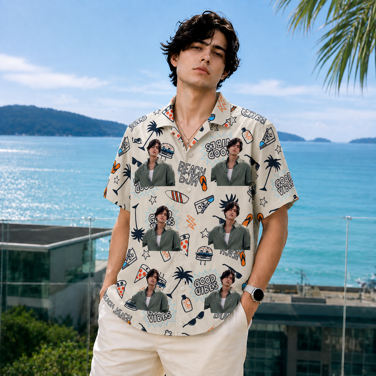 Custom Portrait Hawaiian Shirt - Beach Bum Shirt Personalized Summer Vacation