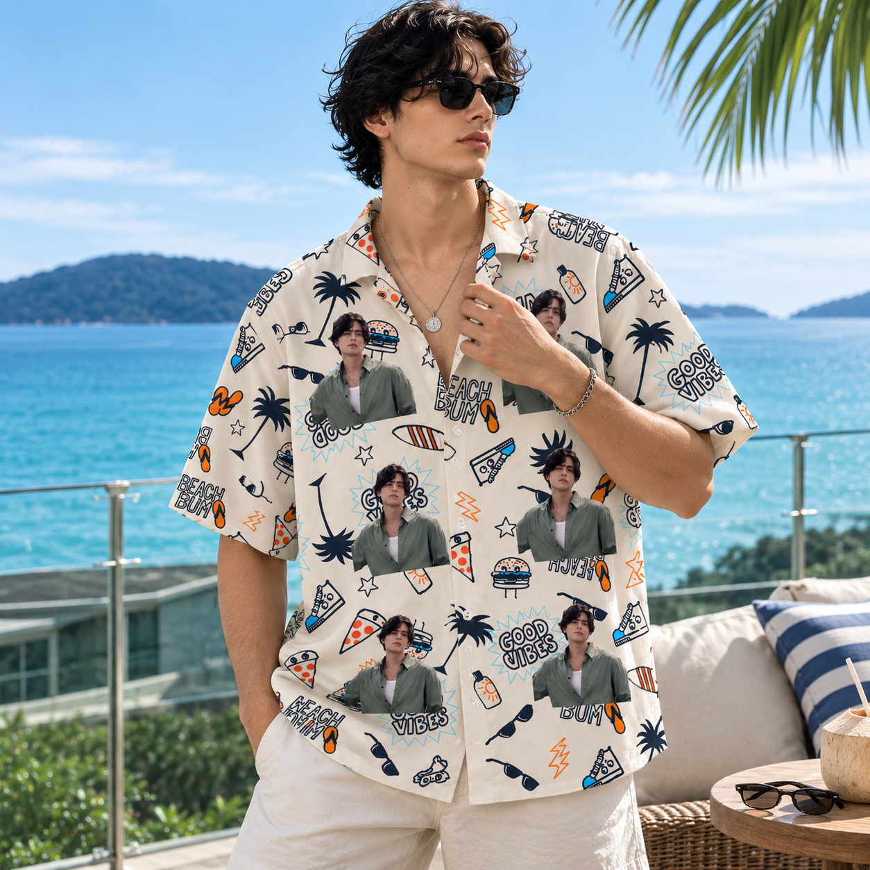 Custom Portrait Hawaiian Shirt - Beach Bum Shirt Personalized Summer Vacation
