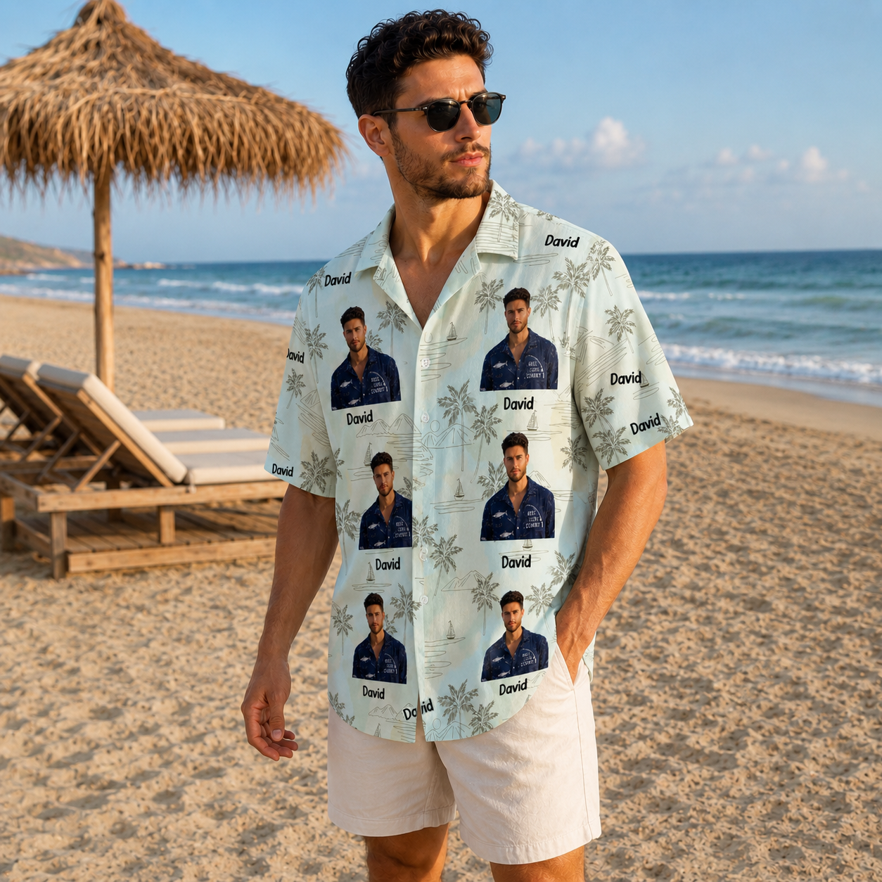 Personalized Coastal Island Shirt - Custom Portrait and Name Hawaiian Shirt