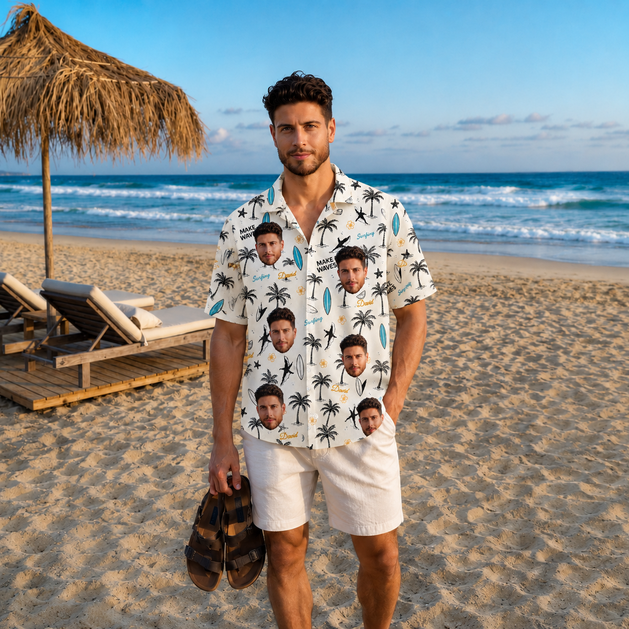 Make Waves Surfing Shirt Custom Hawaiian Shirt - Personalized Photo and Name Tropical Hawaiian Shirt