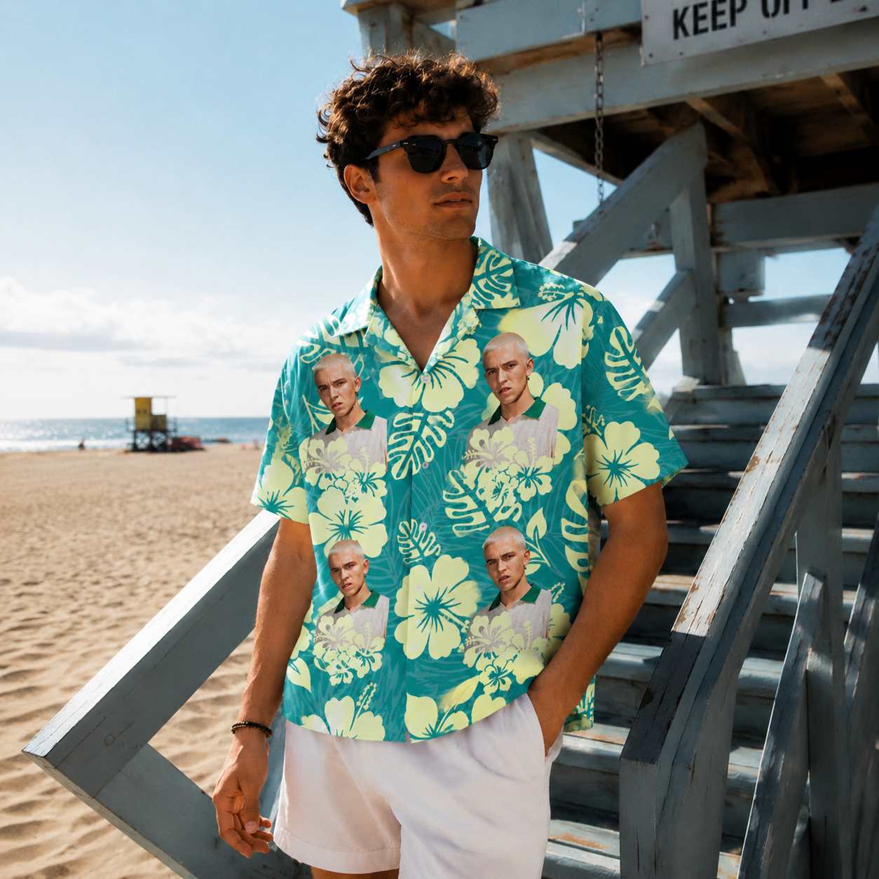 Custom Face Hawaiian Shirt, Personalized Hibiscus Aloha Shirt, Tropical Portrait Shirt, Family Friends Vacation Gift, Unique Custom Resort Wear