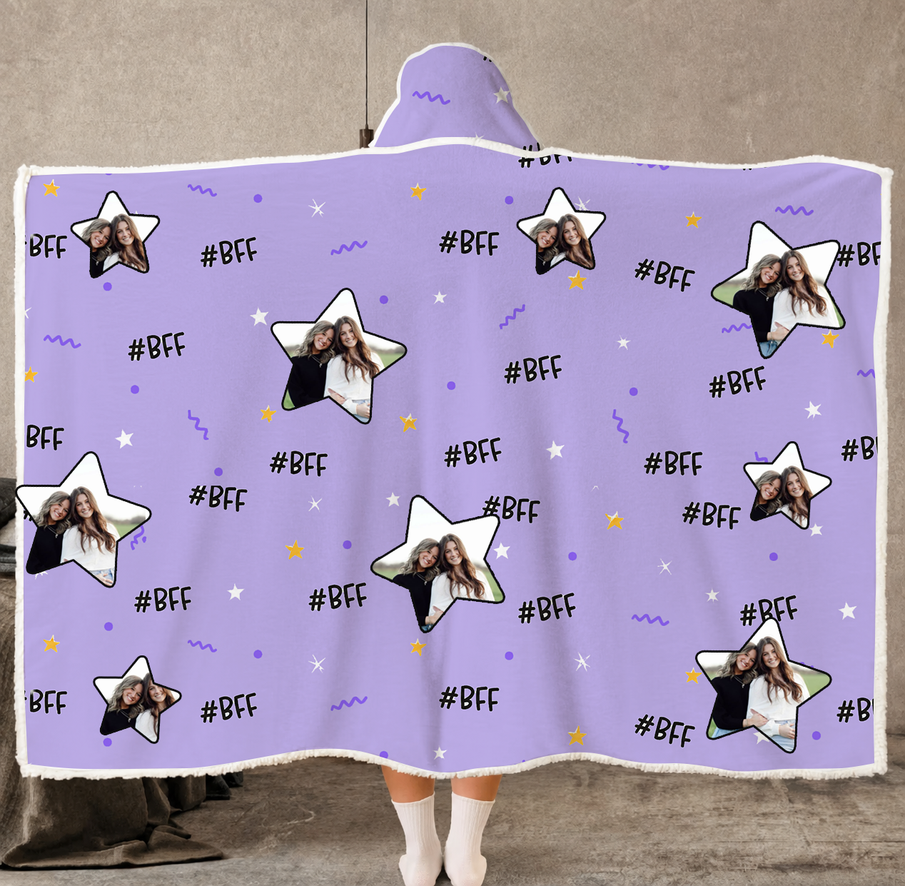 Best Friends Gift Custom Photo - Personalized Photo Wearable Blanket Hoodie
