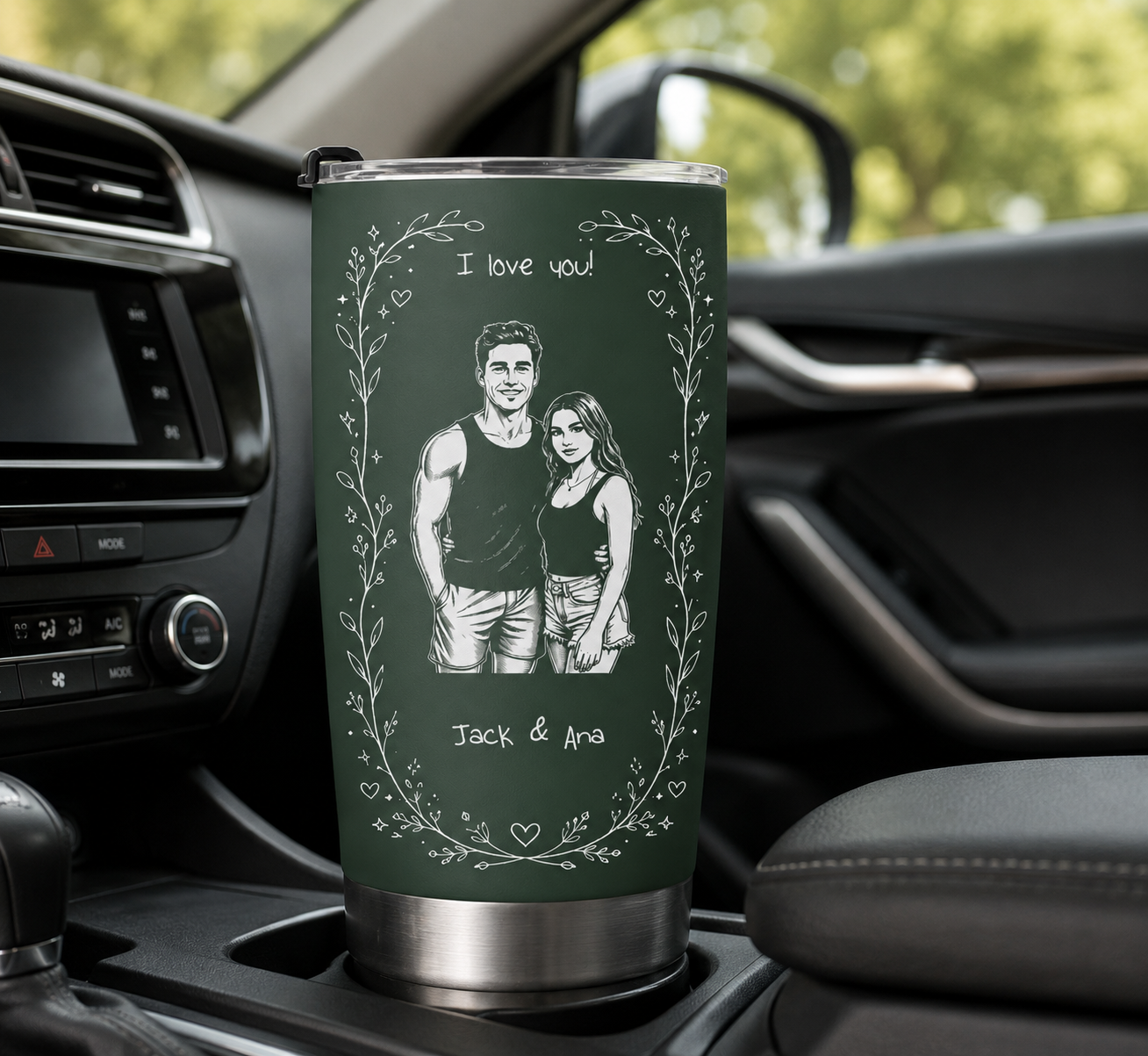 Custom Couple Photo Sketch Line Art Anniversary Gift For Him, Her - Personalized Tumbler Cup