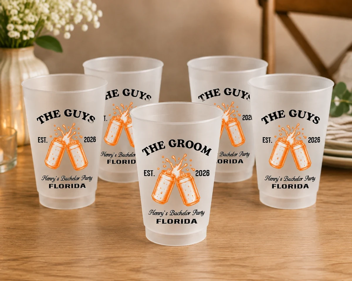 The Groom & The Guys Frosted Cups, Bachelor Party Frosted Cups, Groom Squad Drink Sleeve, Custom Bachelor Party Favor