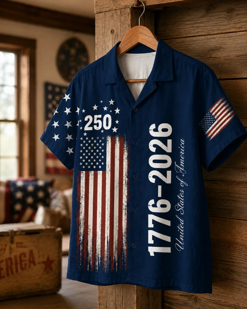 250 Years We The People Hawaiian Shirt 1776-2026, Patriotic USA Flag AOP Hawaii Shirt, 4th of July Gift, Adult