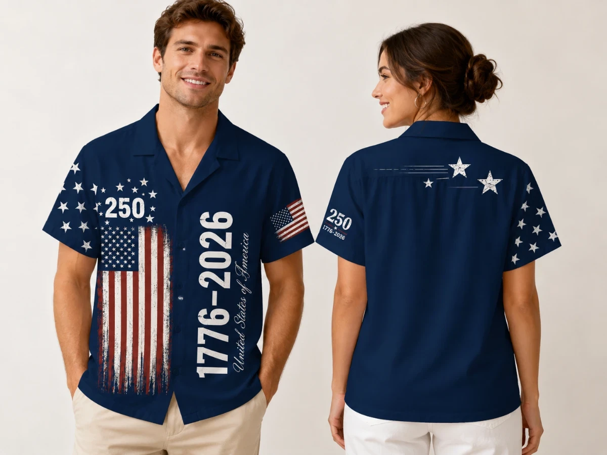 250 Years We The People Hawaiian Shirt 1776-2026, Patriotic USA Flag AOP Hawaii Shirt, 4th of July Gift, Adult