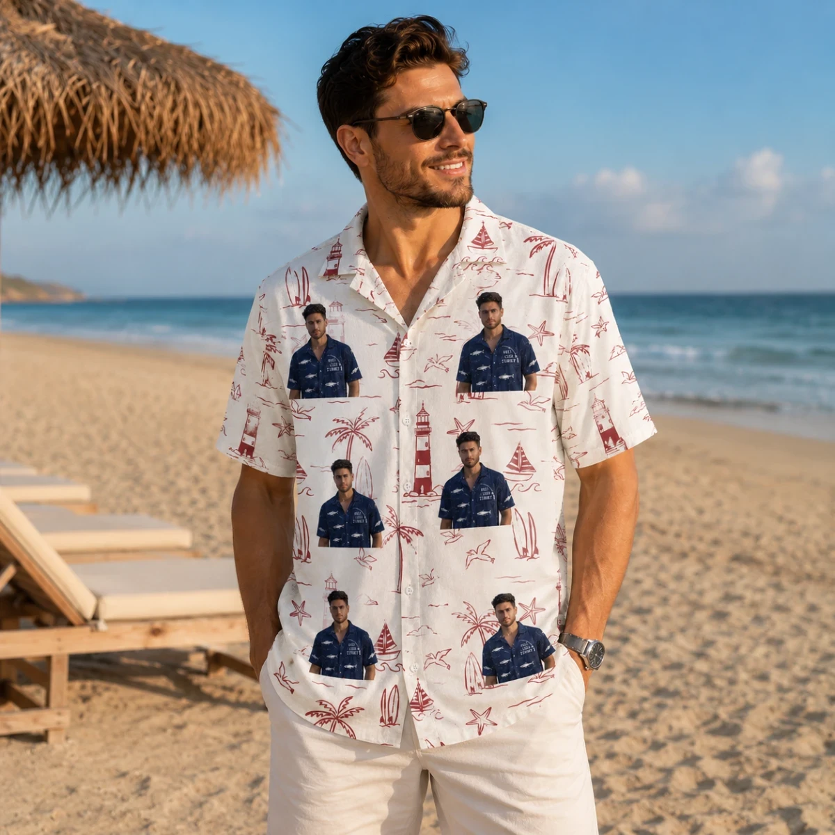 Nautical Coastal Hawaiian Shirt - Personalized Portrait Hawaiian Shirt
