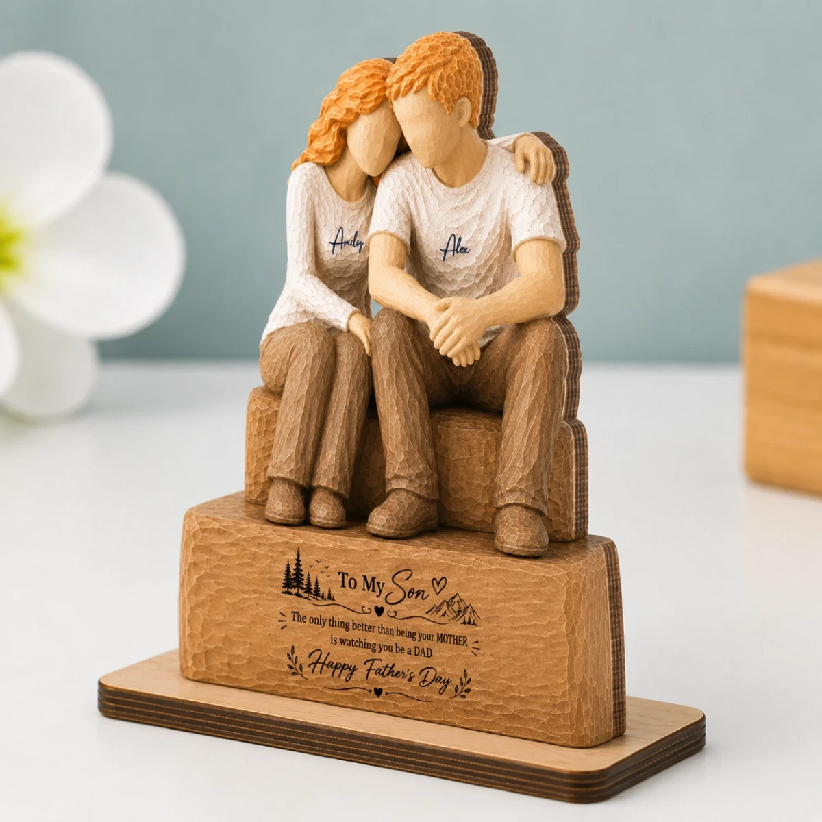 To My Son Watching You Be A Dad From Mom 2-Layer Wooden Plaque, Unique Heartfelt Gift For Son