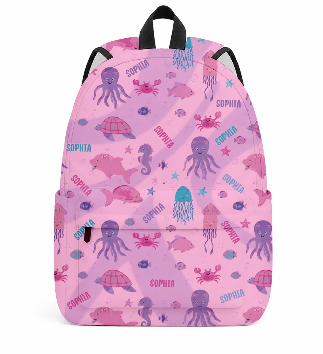 Custom Name Colorful Sea Life Backpack - Personalized Kids School Bag
