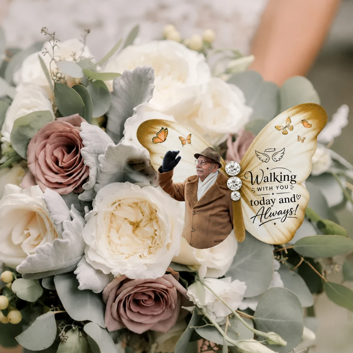Walking With You Today & Always Wedding Bridal Keepsake - Personalized Brooch