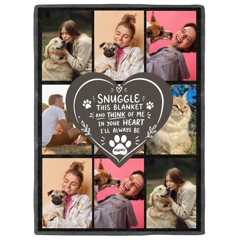 Custom Photo Snuggle This Blanket And Think Of Me - Personalized Fleece Blanket, Sherpa Blanket