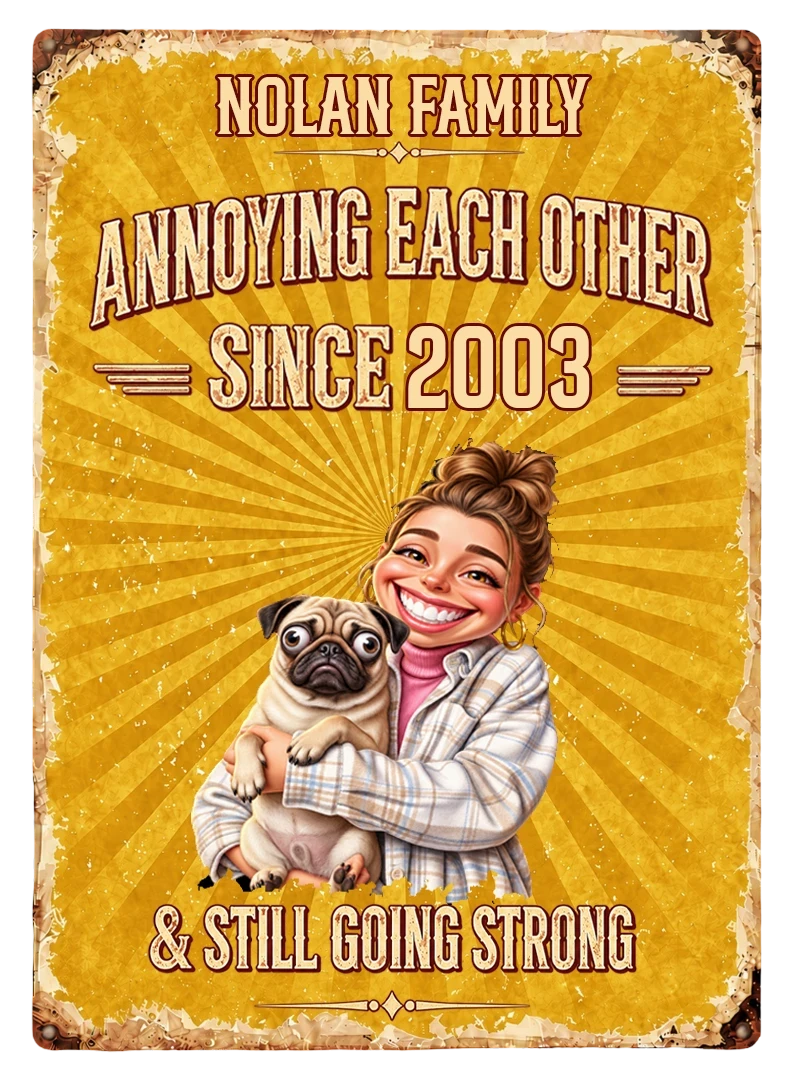 Custom Photo Caricature Vintage Annoying Each Other - Personalized Classic Metal Signs