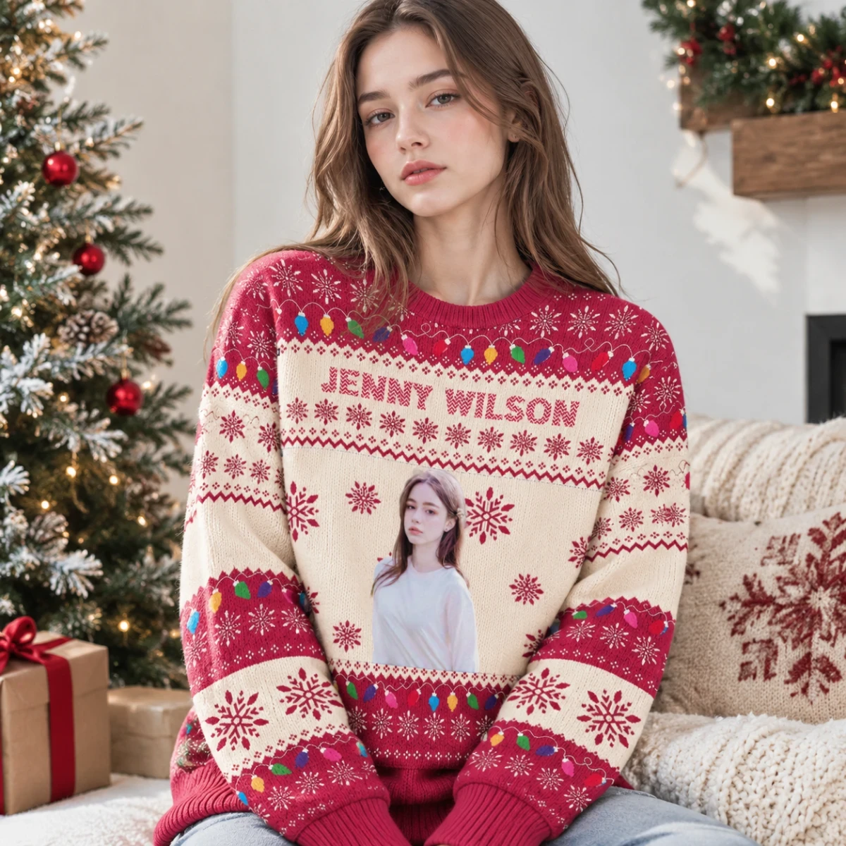 Personalized Christmas Sweatshirt with Photo Custom Holiday Sweater