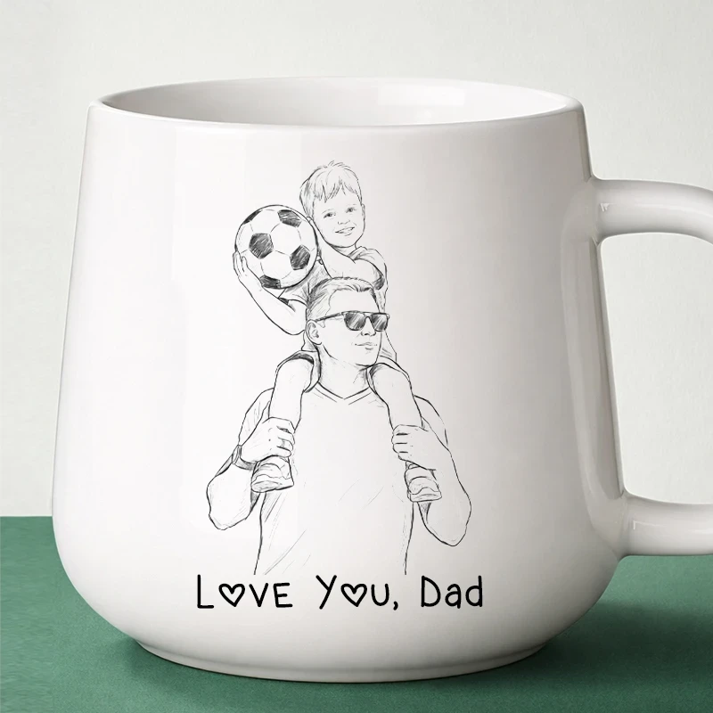 Custom Photo Pencil Sketch Best Dad Ever Dad Family Gift - Personalized Tapered Mug