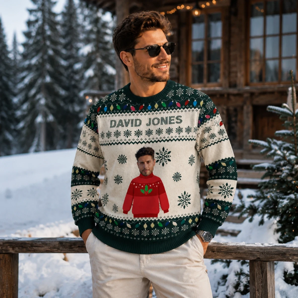 Custom Face Christmas Sweatshirt - Family Matching Holiday Outfit Personalized