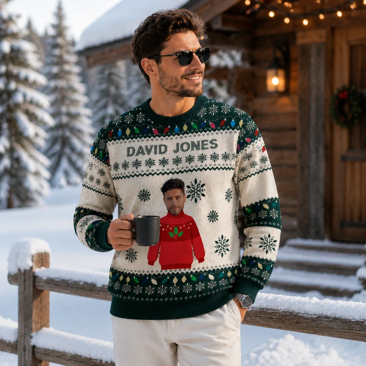 Custom Face Christmas Sweatshirt - Family Matching Holiday Outfit Personalized