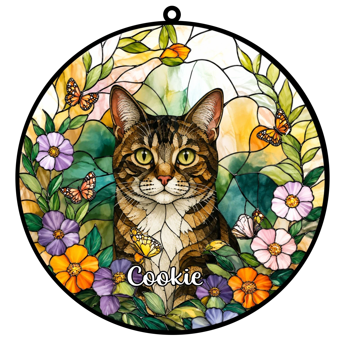 Custom Photo A Cat’s Love Is Never Forgotten - Memorial Personalized Window Hanging Suncatcher Ornament - Sympathy Gift For Pet Owners, Pet Lovers