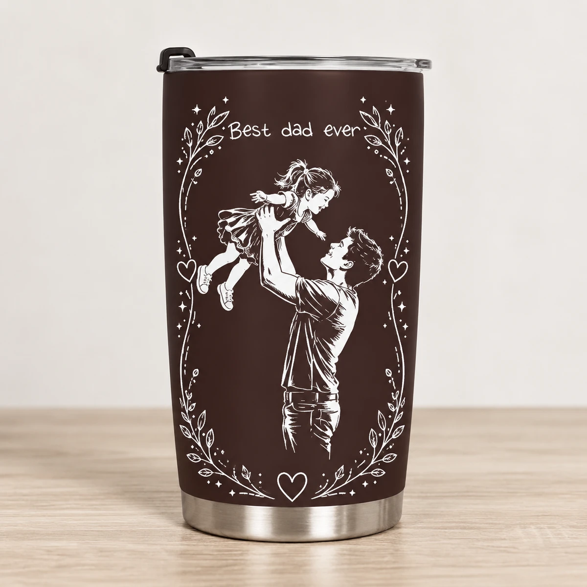 Custom Photo Sketch Art Father's Day Gift For Dad, Husband, Grandpa - Personalized Tumbler Cup