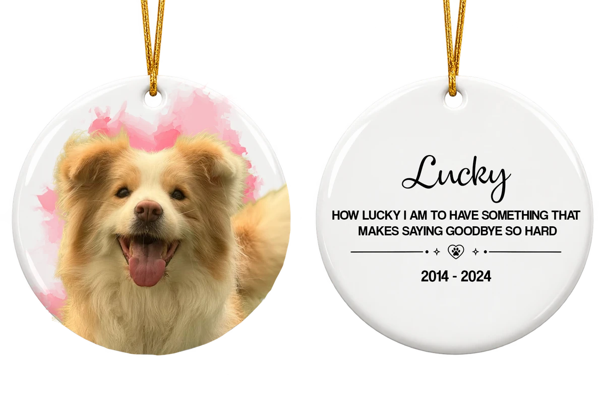 Pet Loss Custom Photo - Personalized Ceramic Photo Ornament