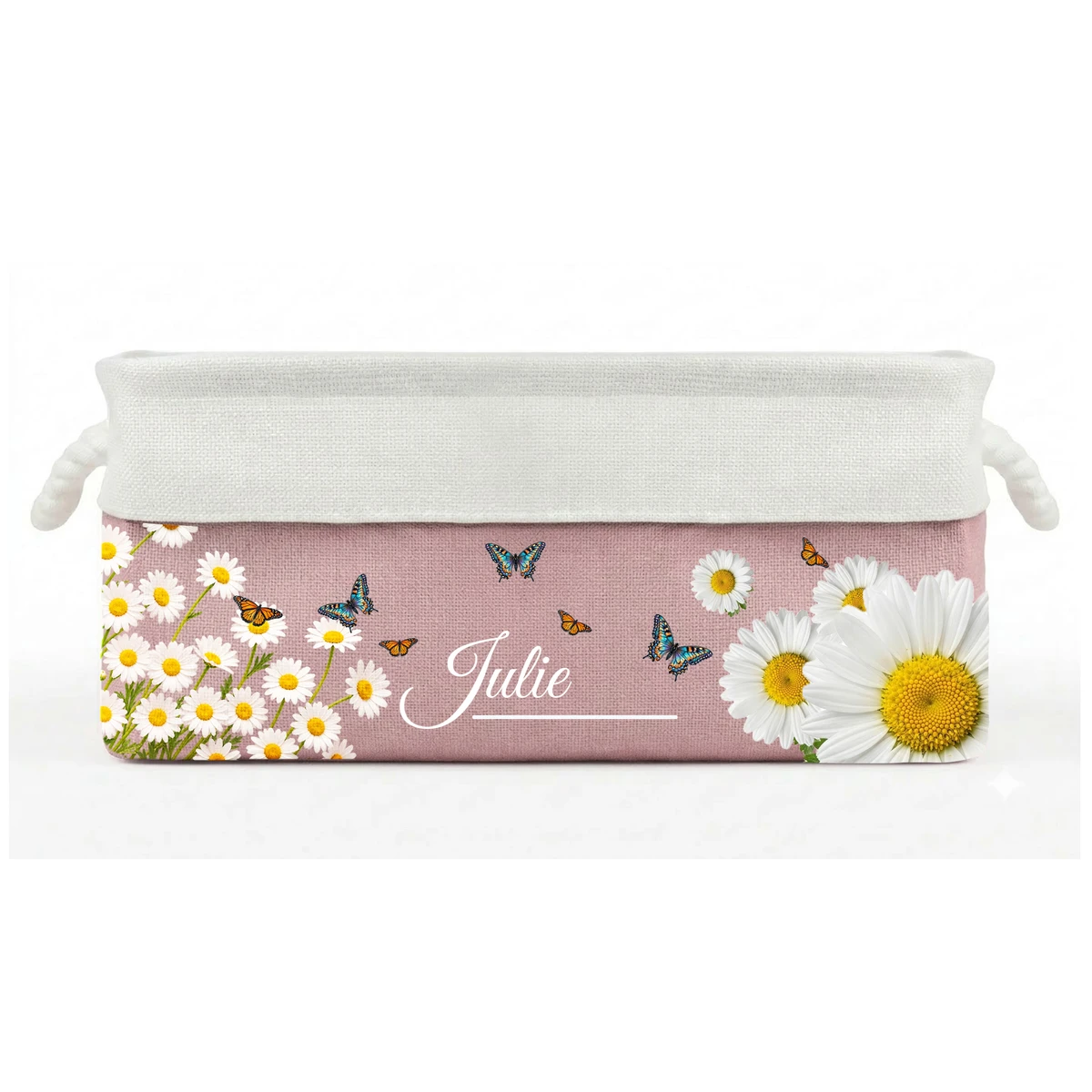 Custom Birth Flower & Name For Her, Wife, Daughter, Sister, Coworker - Personalized Storage Basket