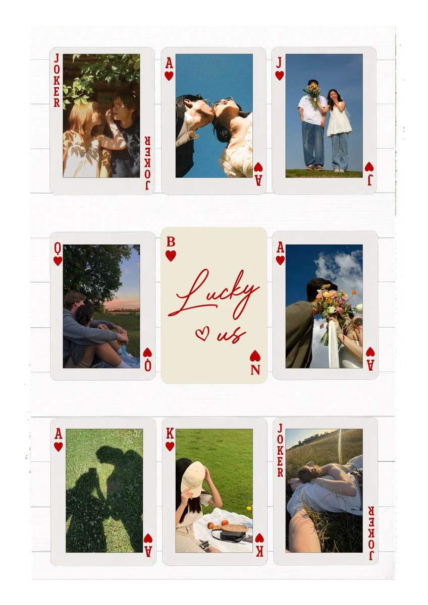 Custom Photo Playing Card Couple Lucky In Love - Personalized Poster