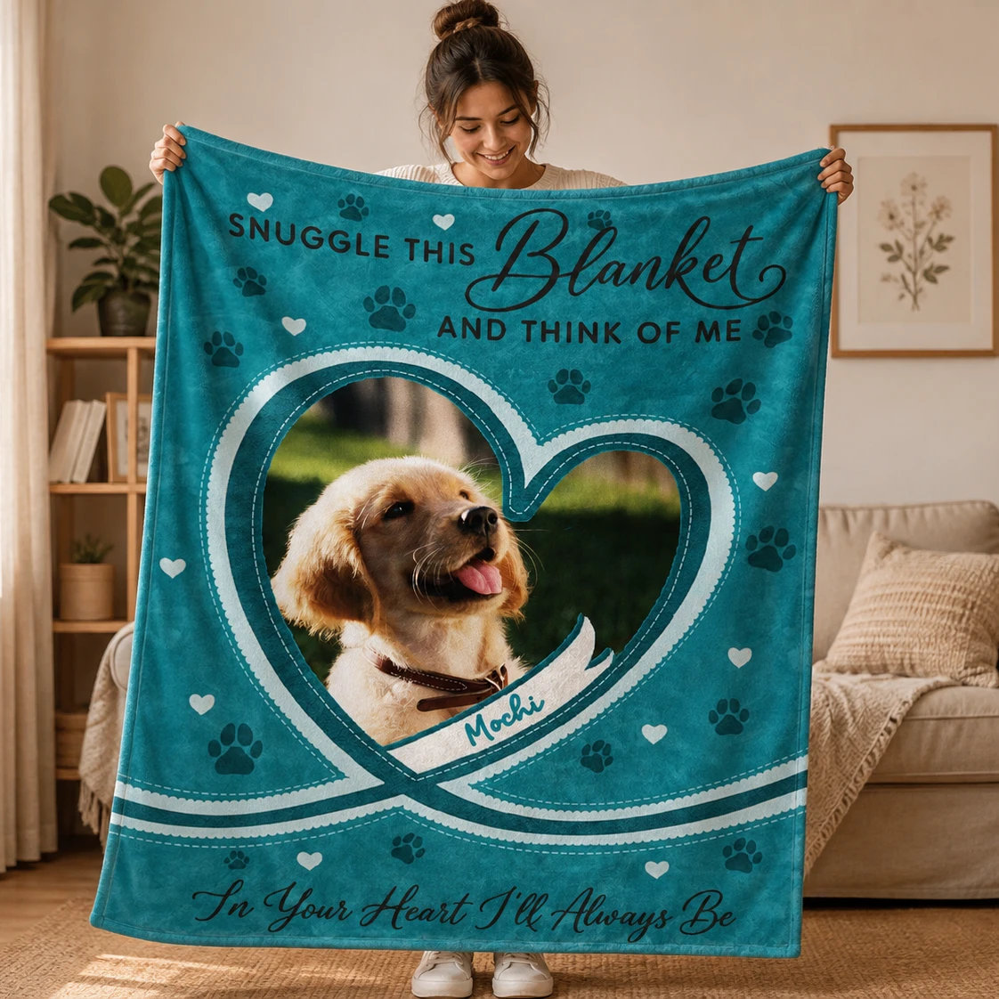 Custom Photo Dog Cat Pet Memorial Snuggle This Blanket And Think Of Me - Personalized Fleece Blanket, Sherpa Blanket