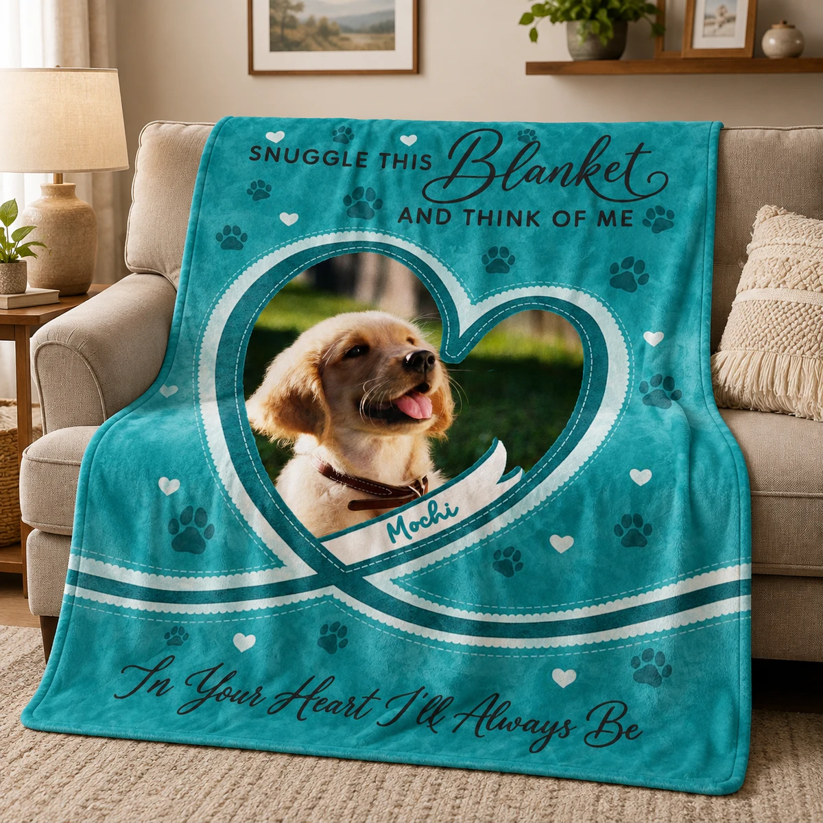 Custom Photo Dog Cat Pet Memorial Snuggle This Blanket And Think Of Me - Personalized Fleece Blanket, Sherpa Blanket