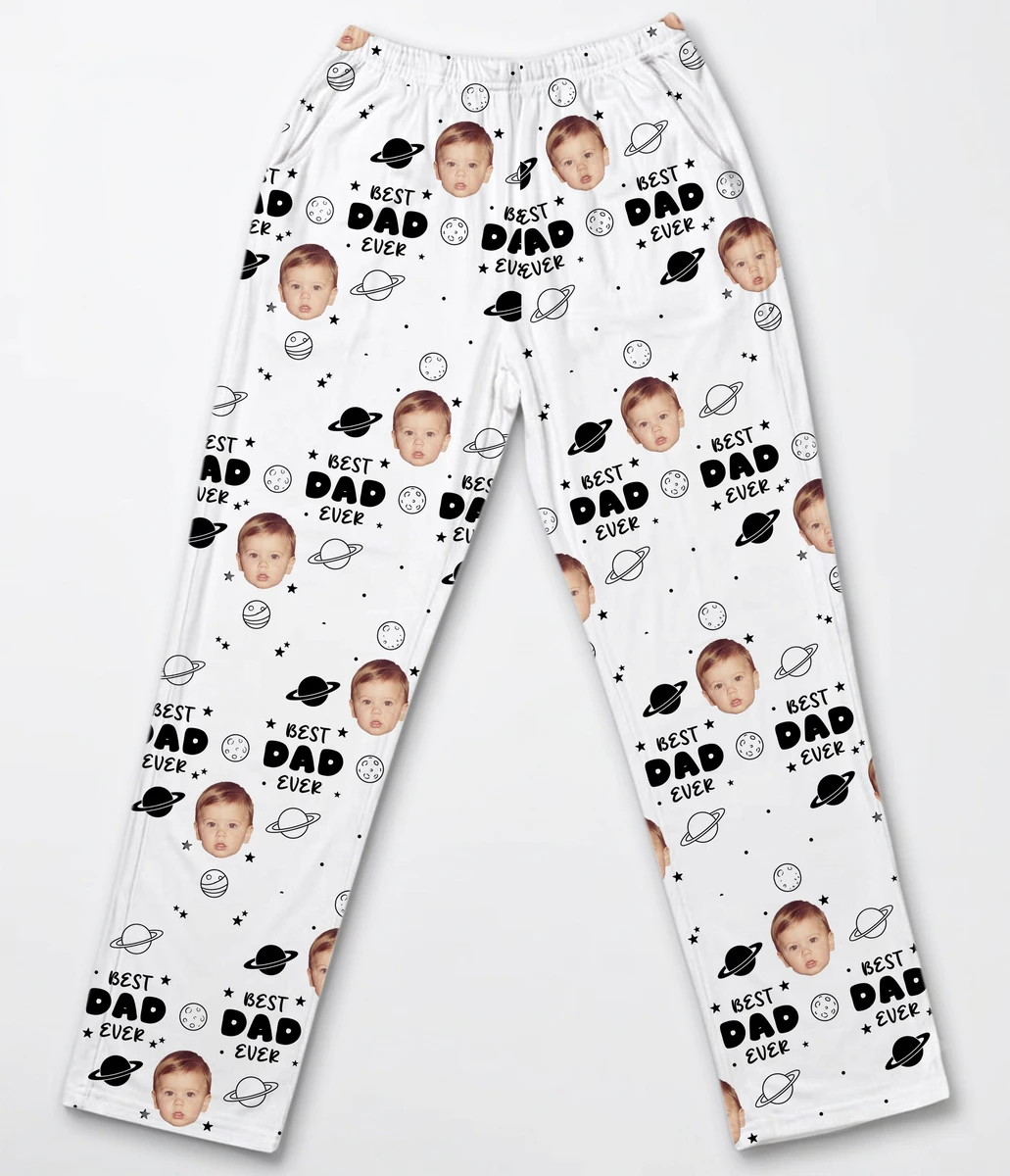 Best Dad Ever Custom Kids Pets - Personalized Photo Lounge Pants