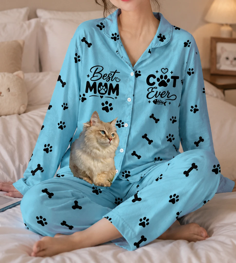 Custom Photo Best Dog Dad Mom Ever Pajamas For Pet Lovers