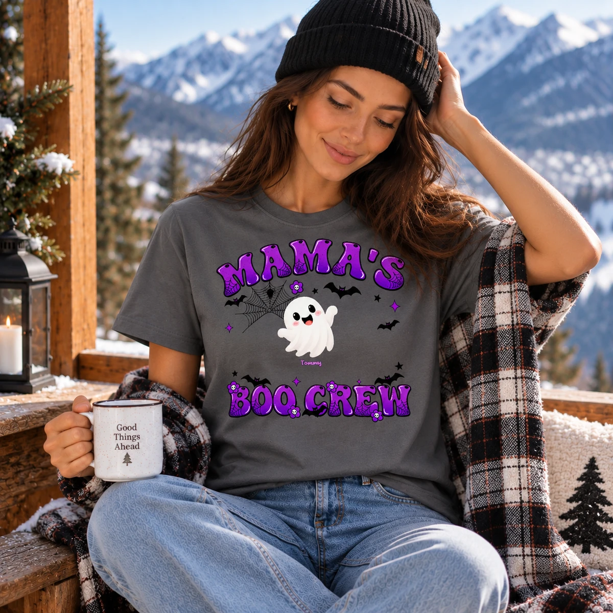 Mama's Boo Crew Shirt - Personalized Halloween Ghost T-Shirt Custom Character And Name