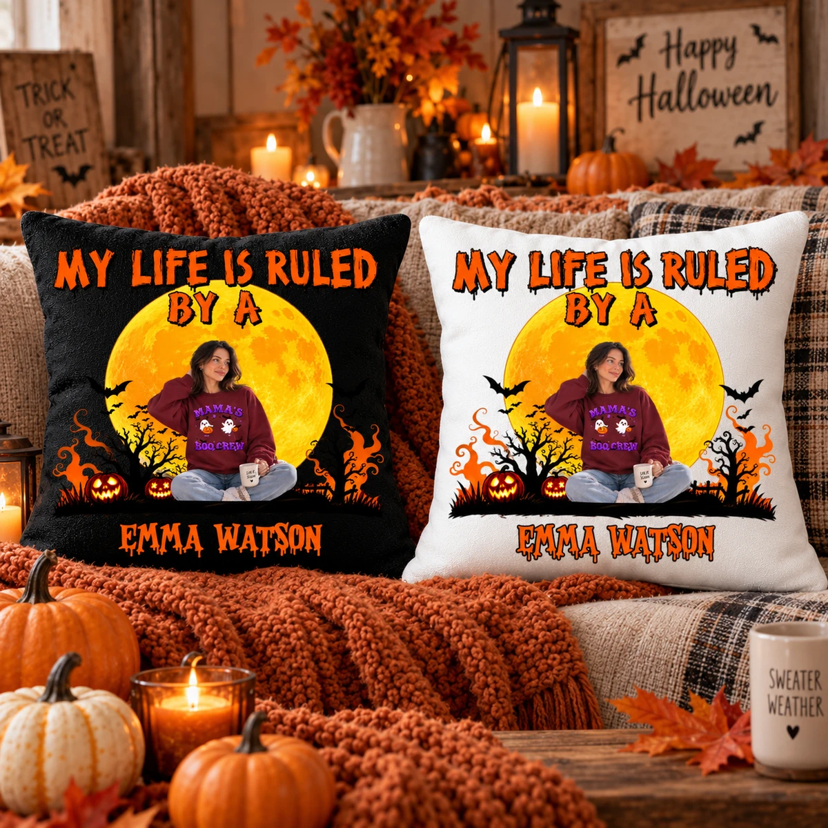 Custom Photo Pillow Personalized Name My Life Is Ruled By A Funny Halloween Gift