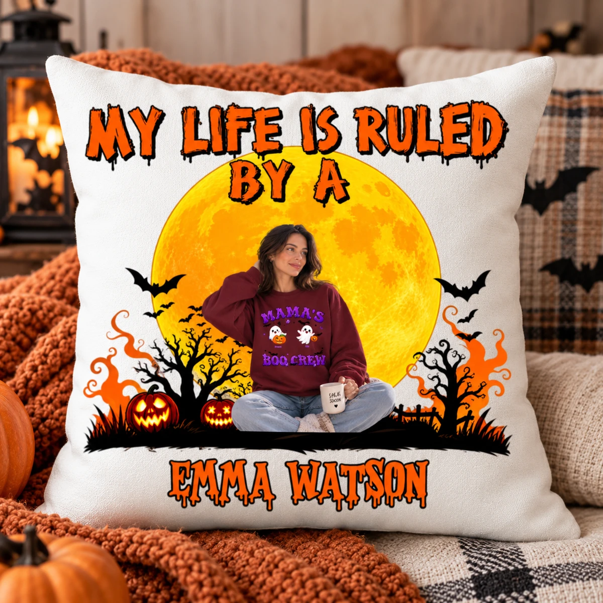 Custom Photo Pillow Personalized Name My Life Is Ruled By A Funny Halloween Gift