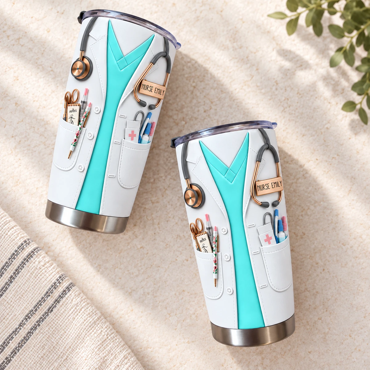 Personalized Nursing Tumbler 20oz, Custom Nurse Name Medical Uniform Stainless Steel Cup