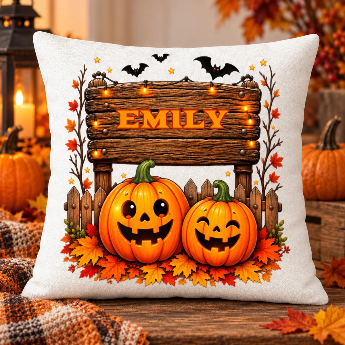 Personalized Name Spooky Fall Pillow Case