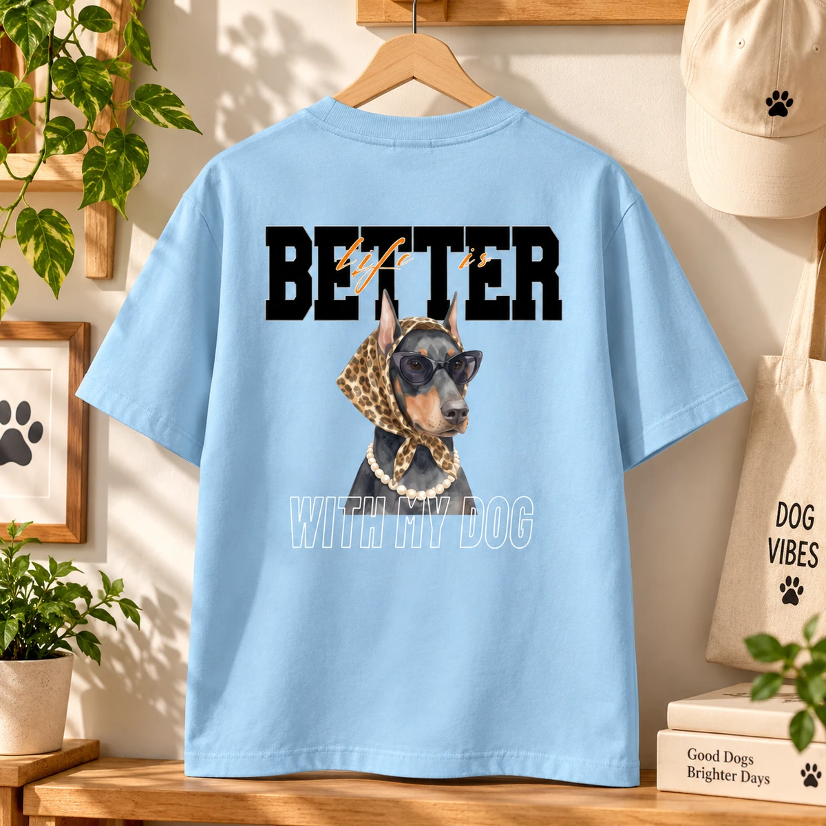 Better With Dogs Photo – Personalized T-Shirt, Custom Dog Photo Shirt, Dog Mom and Dog Dad Gift, Pet Lover Tee, Birthday Gift for Dog Owners