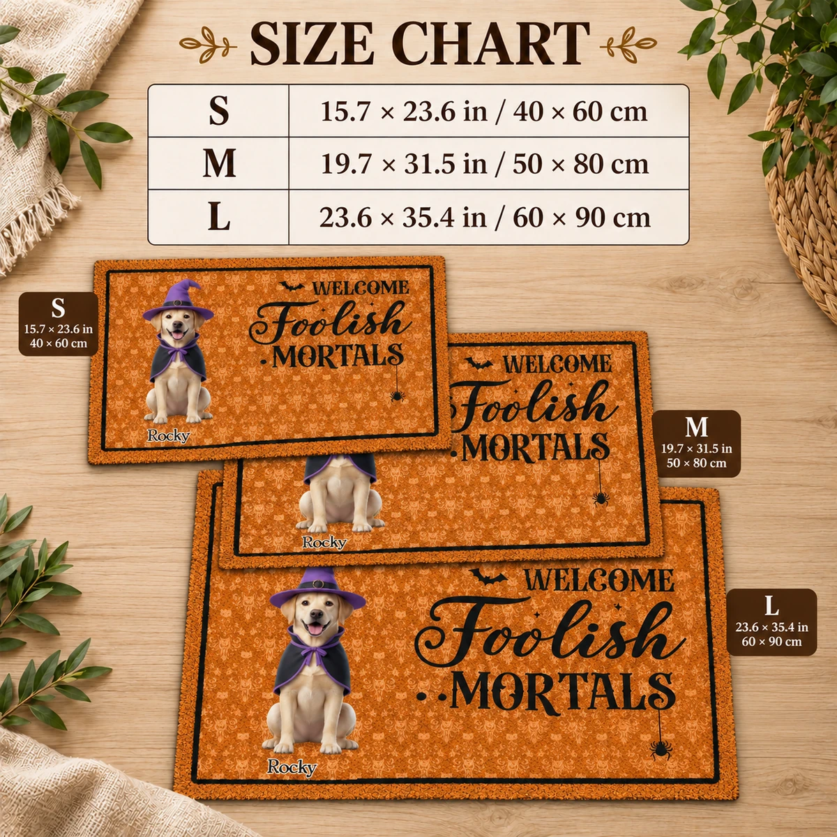 Welcome Foolish Mortals Pet Welcome Mat - Personalized Pet Doormat