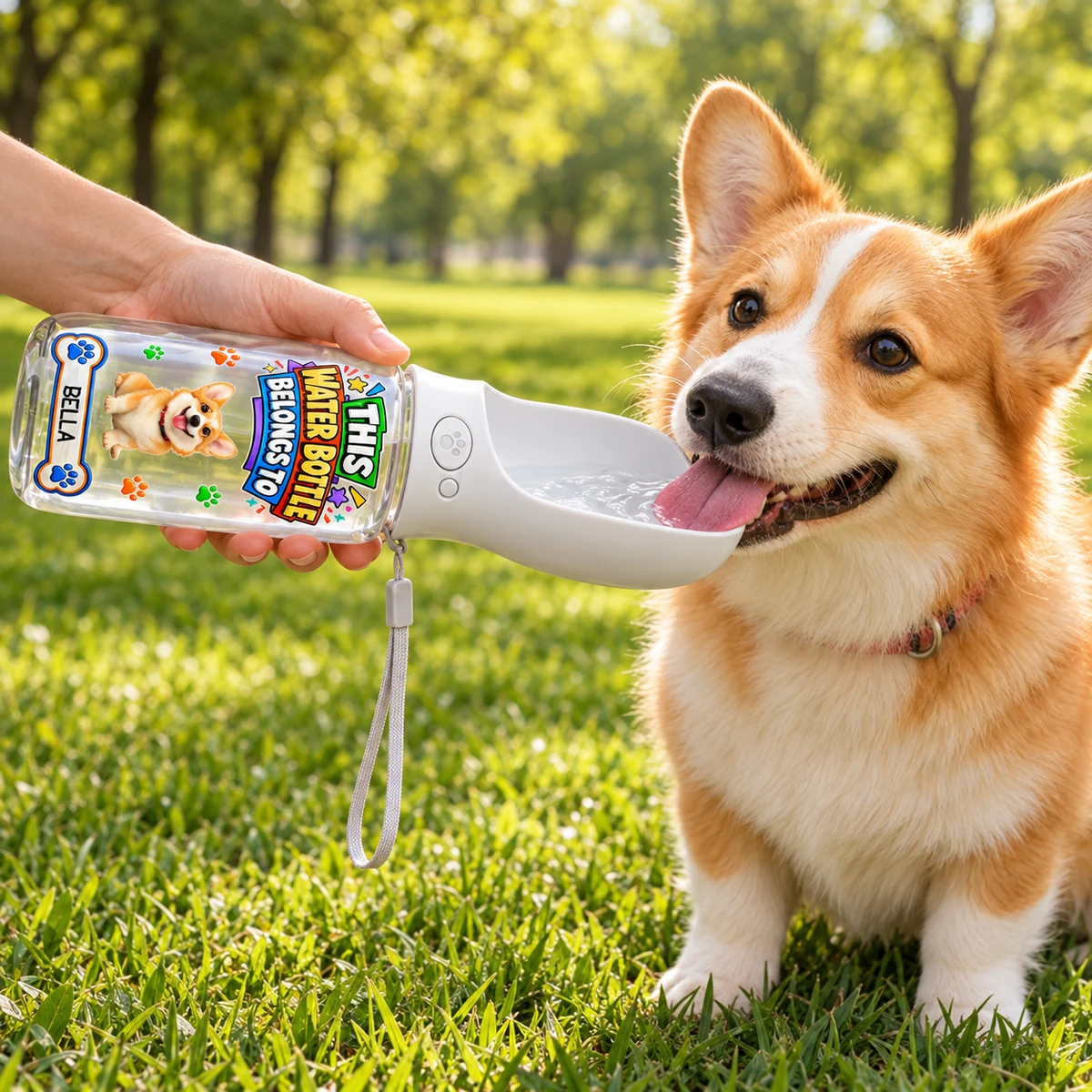 This Water Bottle Belongs To - Personalized Pet Water Bottle With Drinking Feeder