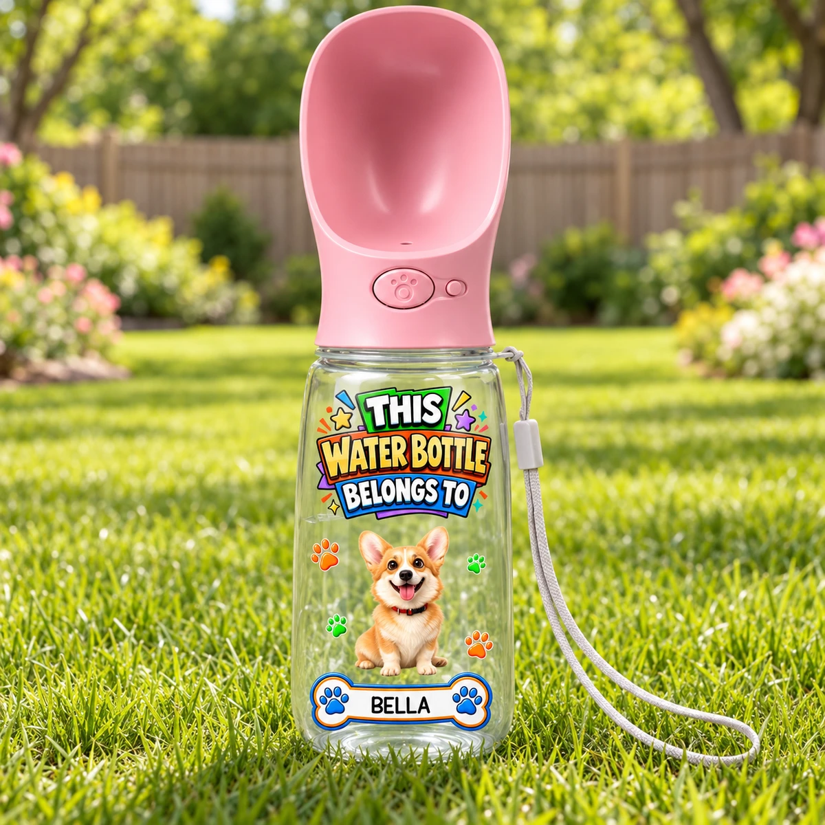 This Water Bottle Belongs To - Personalized Pet Water Bottle With Drinking Feeder
