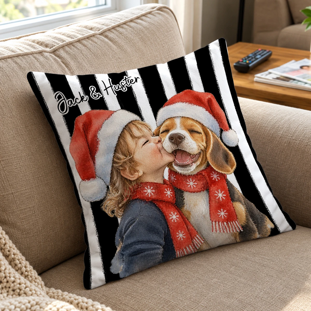 A Christmas Memory You Can Hold Personalized Pillow, Custom Photo & Name, Santa Hat Family Portrait Cushion, Holiday Gift