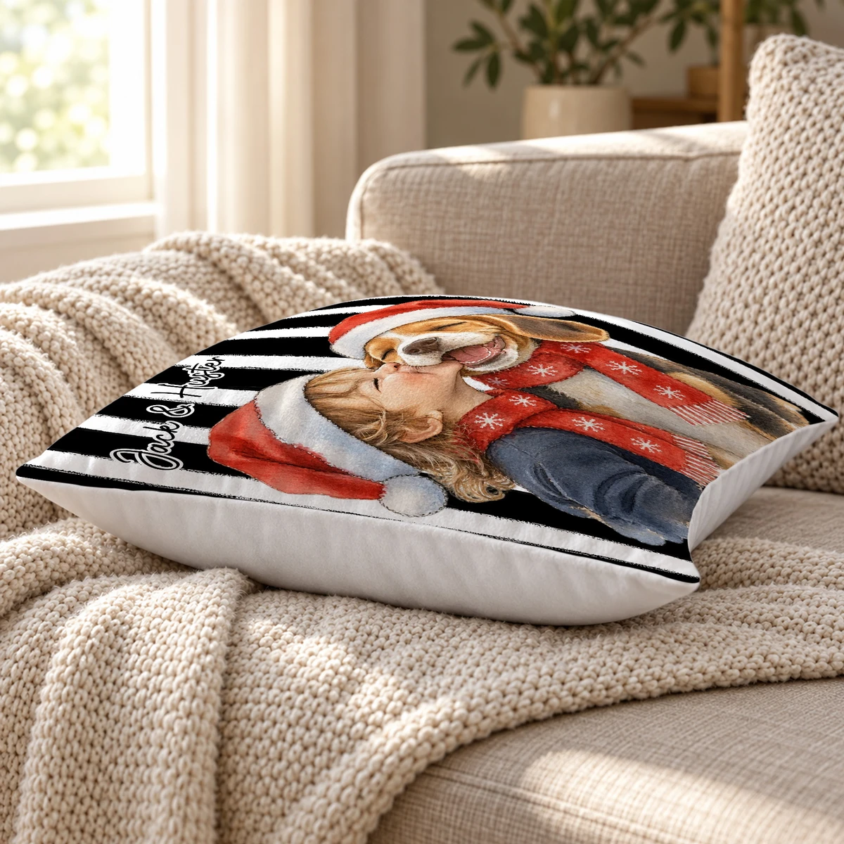 A Christmas Memory You Can Hold Personalized Pillow, Custom Photo & Name, Santa Hat Family Portrait Cushion, Holiday Gift