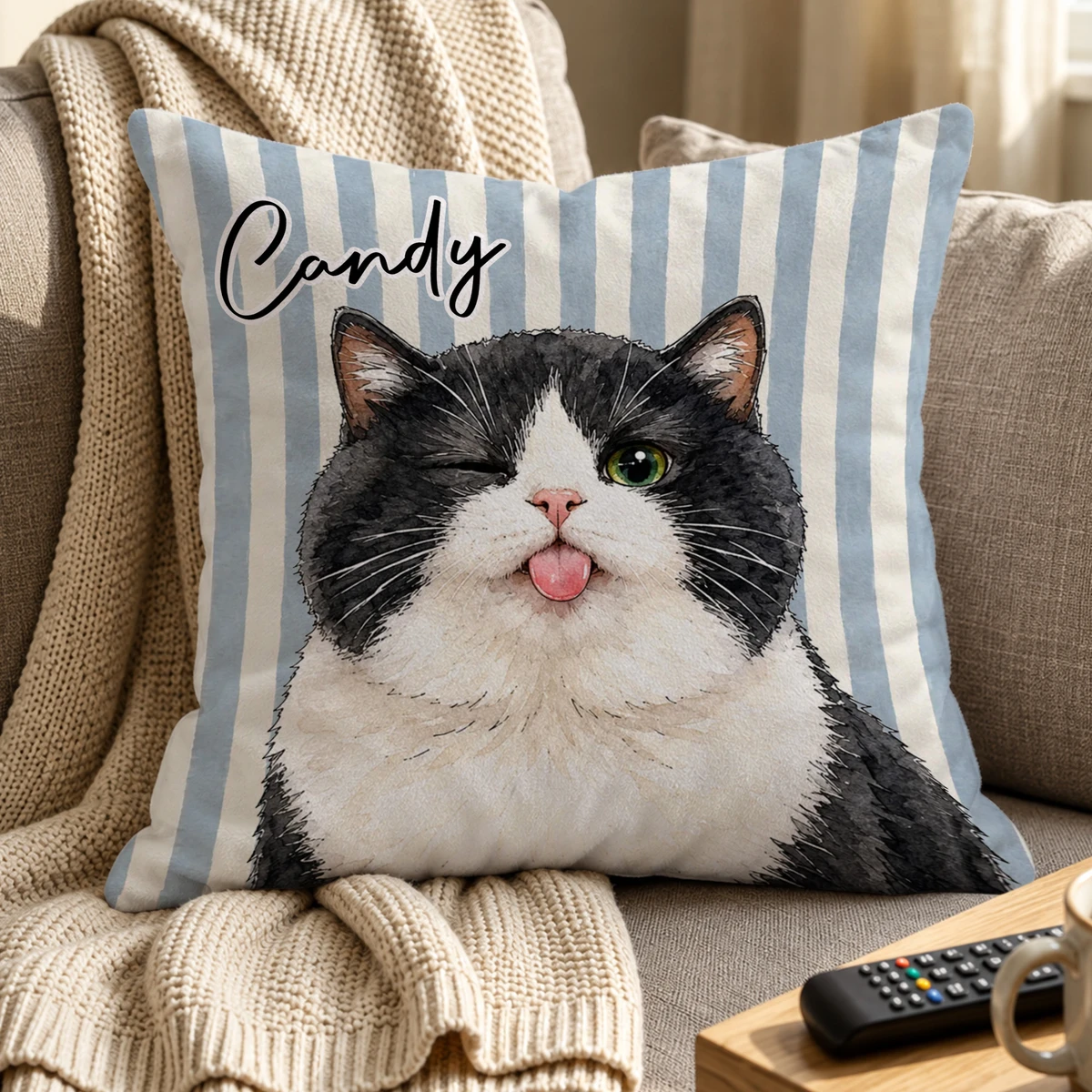 Personalized Pillow Cover Custom Pet Photo & Name – Cute Dog & Cat Portrait Cushion, Pet Lover Home Decor Gift