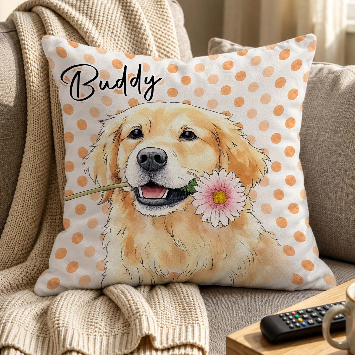 Personalized Pillow Cover Custom Pet Photo & Name – Cute Dog & Cat Portrait Cushion, Pet Lover Home Decor Gift