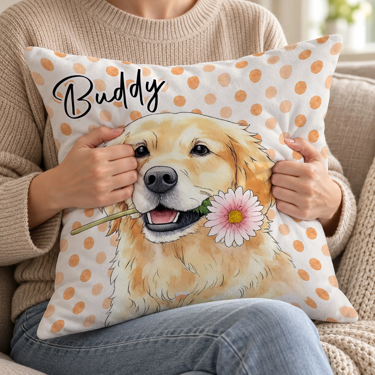 Personalized Pillow Cover Custom Pet Photo & Name – Cute Dog & Cat Portrait Cushion, Pet Lover Home Decor Gift