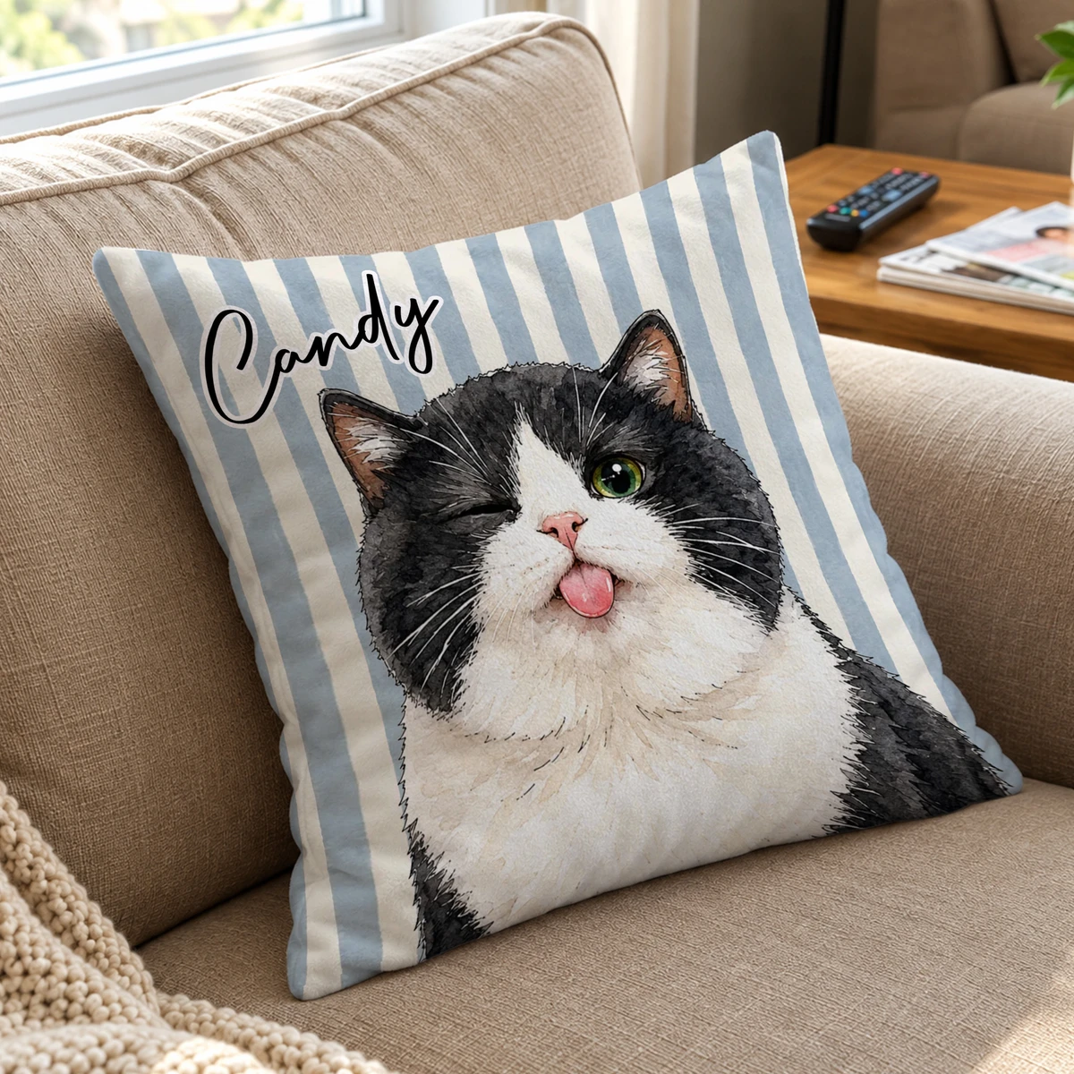 Personalized Pillow Cover Custom Pet Photo & Name – Cute Dog & Cat Portrait Cushion, Pet Lover Home Decor Gift