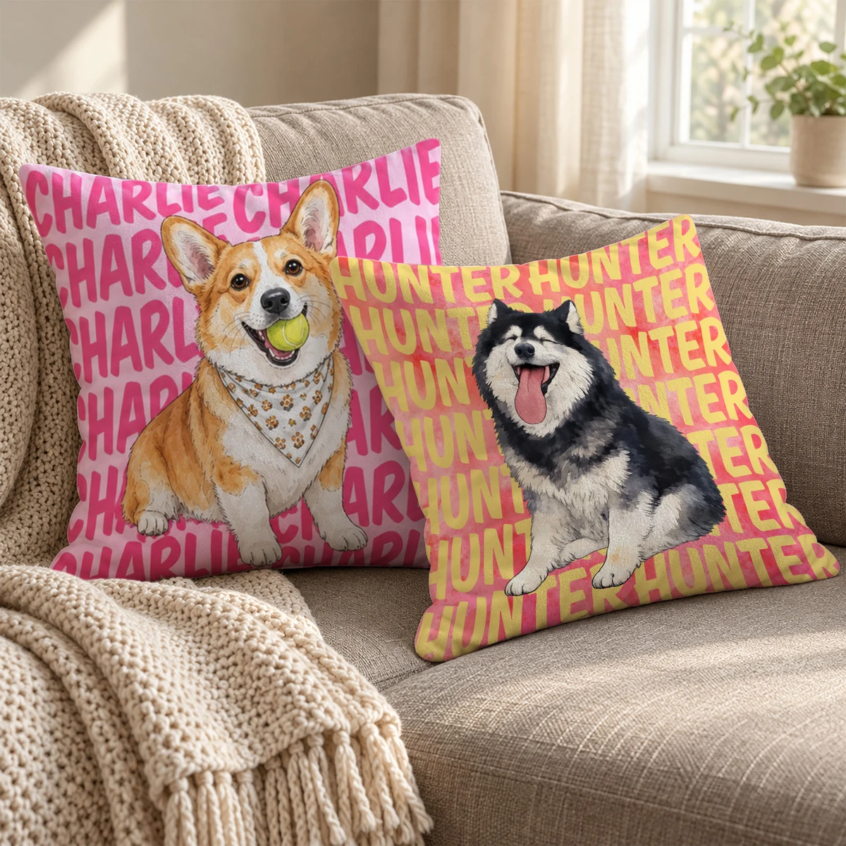Personalized Pet Photo Pillow – Custom Dog and Cat Portrait Pillow Cover, Personalized Pet Name Throw Pillow, Cute Pet Lover Home Decor, Birthday Gift for Dog Mom and Cat Mom