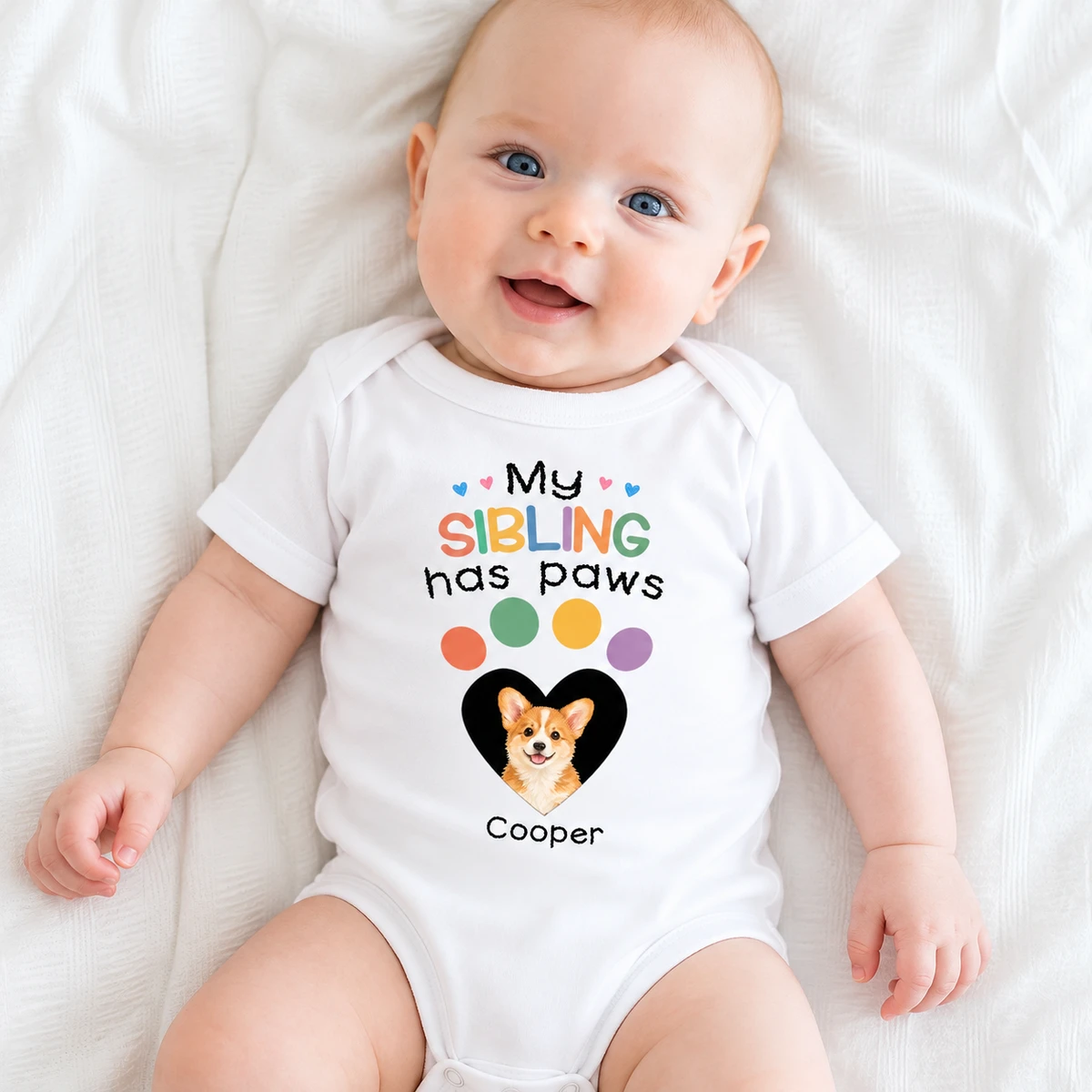 Crayon Dog Siblings - Personalized Baby Onesie