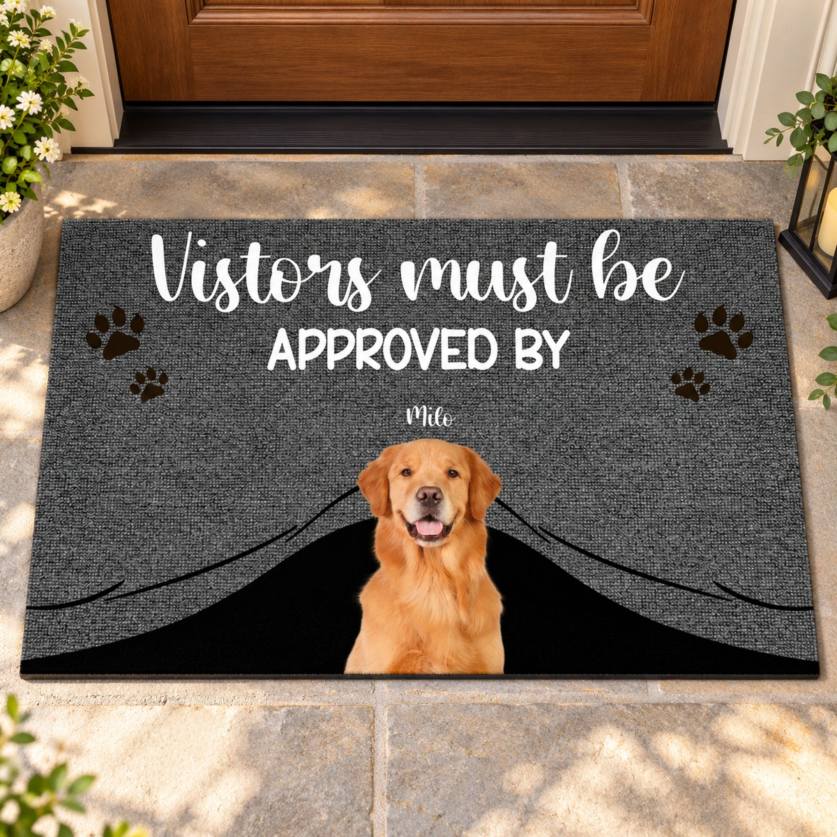 Approved By Dog Retro Photo - Personalized Doormat
