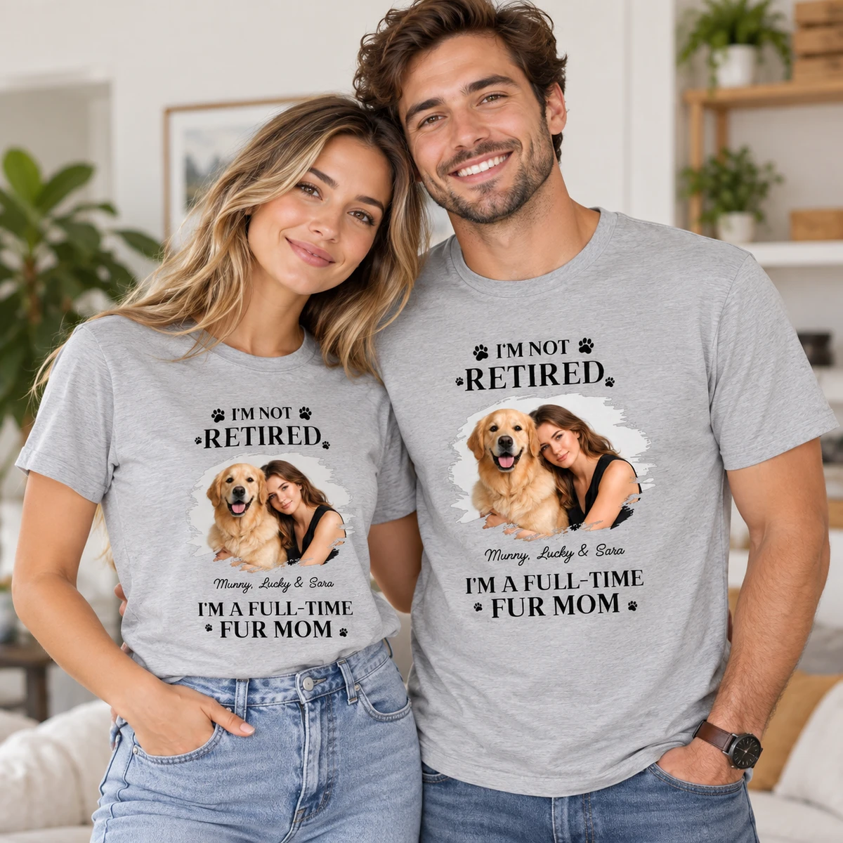 Full-Time Dog Fur Cartoon Photo - Personalized Women's T-Shirt