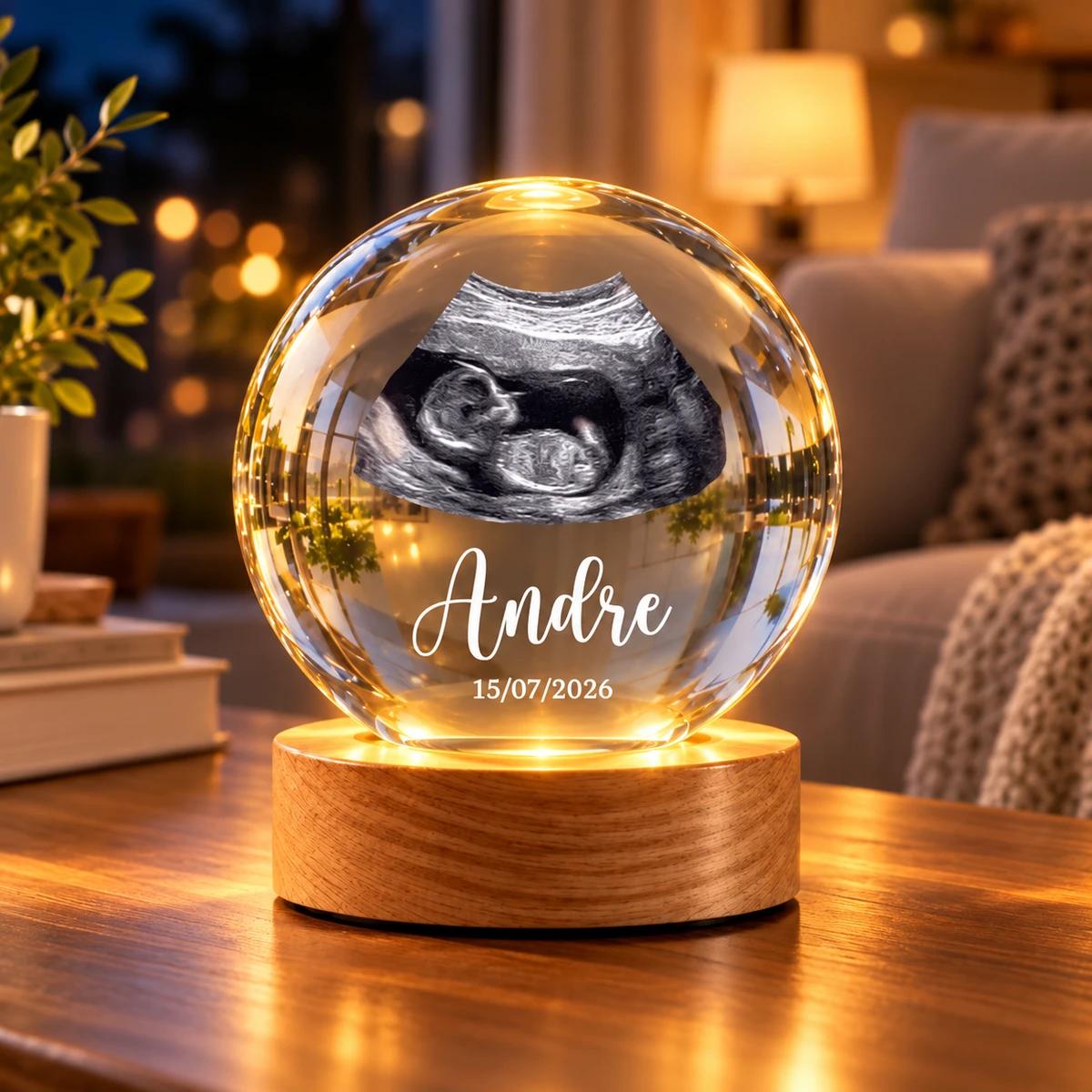Custom Photo Baby Ultrasound - Personalized Crystal Globe Lamp
